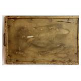 Vintage Art Deco Peacock Over the Moon Reverse Painted Art Cocktail Serving Tray