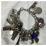 Vintage Travel Charm Bracelet with Sterling Silver Charms