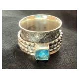 Four Wide Band Sterling Silver Rings