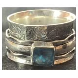 Four Wide Band Sterling Silver Rings