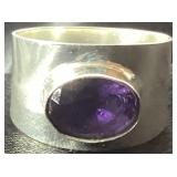 Four Wide Band Sterling Silver Rings