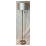 Silver Tone 2 Bulb Floor Lamp 60" H