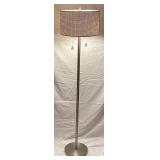 Silver Tone 2 Bulb Floor Lamp 60" H