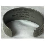 Vintage Norwegian Rock Carvng Pewter Cuff Bracelet Made in Norway