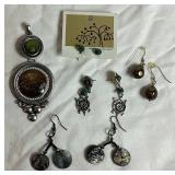 Earthy Silver Tone Costume Jewelry Bundle