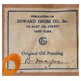 Original Gold-Framed Oil Painting by B. Major - Fishing Boat Landscape 13.5" x 11.5"