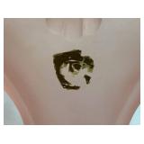 Westmoreland Grouping - Milk Glass Pedestal Compote 8" H and Pink Frosted Glass Basket 10.5" H