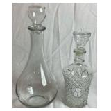 Bundle of Vintage Decanters and 3 Footed Crystal Bowl with Lid