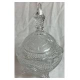 Bundle of Vintage Decanters and 3 Footed Crystal Bowl with Lid