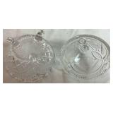 Bundle of Vintage Decanters and 3 Footed Crystal Bowl with Lid