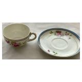 Collection of Vintage Teacups and Saucers with One Porcelain Tea Bag Holder