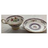 Collection of Vintage Teacups and Saucers with One Porcelain Tea Bag Holder