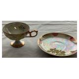 Collection of Vintage Teacups and Saucers with One Porcelain Tea Bag Holder