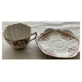 Collection of Vintage Teacups and Saucers with One Porcelain Tea Bag Holder