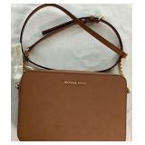 Michael Kors Jet Set Item Large East West Zip Leather Tan Crossbody - New