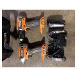 RIDGID 18V Cordless 2-Tool Combo Kit with 1/2 in. Drill/Driver, 1/4 in. Impact Driver, (3) Batteries, Charger, and Bag Customer Returns See Pictures
