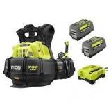 RYOBI 40V HP Brushless Whisper Series 165 MPH 730 CFM Cordless Battery Backpack Blower with (2) 6.0 Ah Batteries and Charger  Customer Returns See Pictures
