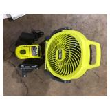 RYOBI ONE+ 18V Cordless Hybrid WHISPER SERIES 7-1/2 in. Fan Kit with 2.0 Ah Battery and Charger   Customer Returns See Pictures
