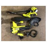 RYOBI ONE+ 18V Cordless Battery String Trimmer/Edger and Jet Fan Blower Combo Kit (2-Tools) with 4.0 Ah Battery and Charger    Customer Returns See Pictures