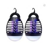 2 Pack of Dartwood Outdoor Bug Zapper - Waterproof, USB Rechargeable and Battery Powered Mosquito Killer, Insect Trap and Fly Swatter