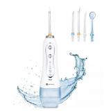 Dartwood Dental Cordless Oral Irrigator Water Flosser - Teeth Cleaning Kit - with Four Dental Tips and 10 Ounce Tank (White)