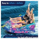 WOW Sports 1-3 Person Max Vibes Towable with Secure Deck Seating - Tropical Waves WOW Sports 1-3 Person Max Vibes Towable with Secure Deck Seating - Tropical Waves