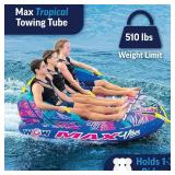 WOW Sports 1-3 Person Max Vibes Towable with Secure Deck Seating - Tropical Waves WOW Sports 1-3 Person Max Vibes Towable with Secure Deck Seating - Tropical Waves