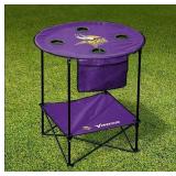 NEW Logo Brands NFL 27.6" XL Round Tailgate Table with Bottom Shelf - Minnesota Vikings NEW Logo Brands NFL 27.6" XL Round Tailgate Table with Bottom Shelf - Minnesota Vikings