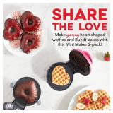 NEW Dash Heart Treat Maker Set of 2, Mini Heart Bundt Cake Maker & Mini Heart Waffle Maker, Heart Print NEW Dash Heart Treat Maker Set of 2, Mini Heart Bundt Cake Maker & Mini Heart Waffle Maker, Heart Print