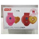 NEW Dash Heart Treat Maker Set of 2, Mini Heart Bundt Cake Maker & Mini Heart Waffle Maker, Heart Print NEW Dash Heart Treat Maker Set of 2, Mini Heart Bundt Cake Maker & Mini Heart Waffle Maker, Heart Print