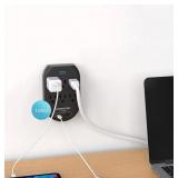 Monster Essentials Power Wall Tap Surge Protector, 6 Outlets + USB Ports Black