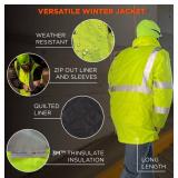 NEW Ergodyne GloWear 8385 4-in-1 Hi-Vis Winter Jacket Parka - Type R, Class 3/2 - LIME - XL