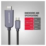 Monster USB Type-C Plug to HDMI to 4K HDMI Plug Cable, 5.9FT