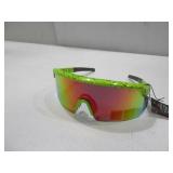 NEW Ergodyne Skullerz AEGIR Anti-Scratch & Anti-Fog Safety Sunglasses - Purple Mirror Lens Lime Frame