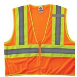 NEW Ergodyne GloWear 8229Z Two-Tone Hi-Vis Safety Vest - Type R, Class 2, Zipper, Economy - ORANGE - 2XL/3XL