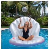NEW PoolCandy Giant Oyster Shell Lounge with Glitter Pearl Beach Ball NEW PoolCandy Giant Oyster Shell Lounge with Glitter Pearl Beach Ball