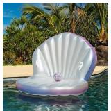 NEW PoolCandy Giant Oyster Shell Lounge with Glitter Pearl Beach Ball NEW PoolCandy Giant Oyster Shell Lounge with Glitter Pearl Beach Ball