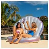 NEW PoolCandy Giant Oyster Shell Lounge with Glitter Pearl Beach Ball NEW PoolCandy Giant Oyster Shell Lounge with Glitter Pearl Beach Ball