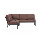 NEW Living Accents Wilshire Black Steel Deep Seating Sectional with Table Brown NEW Living Accents Wilshire Black Steel Deep Seating Sectional with Table Brown
