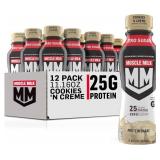 NEW Muscle Milk Genuine Protein Shake, Cookies and Creme, 11.16 Fl Oz Bottle, 12 Pack, 25g Protein NEW Muscle Milk Genuine Protein Shake, Cookies and Creme, 11.16 Fl Oz Bottle, 12 Pack, 25g Protein