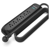 Monster 15ft Black Power Strip and Tower Surge Protector, Heavy Duty Protection, 300 Joule Rating and 6 120V-Outlets Monster 15ft Black Power Strip and Tower Surge Protector, Heavy Duty Protection, 300 Joule Rating and 6 120V-Outlets