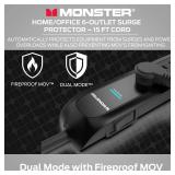 Monster 15ft Black Power Strip and Tower Surge Protector, Heavy Duty Protection, 300 Joule Rating and 6 120V-Outlets Monster 15ft Black Power Strip and Tower Surge Protector, Heavy Duty Protection, 300 Joule Rating and 6 120V-Outlets