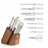 Cangshan L1 Series 12-Piece Knife Block Set with 4 Steak Knives, Forged German Steel - WHITE - Cracked Handles Cangshan L1 Series 12-Piece Knife Block Set with 4 Steak Knives, Forged German Steel - WHITE - Cracked Handles