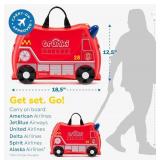 Trunki Ride-On Kids Suitcase | Tow-Along Toddler Luggage | Carry-On Cute Bag with Wheels Frank Fire Truck Red Trunki Ride-On Kids Suitcase | Tow-Along Toddler Luggage | Carry-On Cute Bag with Wheels Frank Fire Truck Red