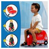 Trunki Ride-On Kids Suitcase | Tow-Along Toddler Luggage | Carry-On Cute Bag with Wheels Frank Fire Truck Red Trunki Ride-On Kids Suitcase | Tow-Along Toddler Luggage | Carry-On Cute Bag with Wheels Frank Fire Truck Red