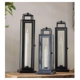 3 Pack of LED Tapered Candles in Tower Lanterns - 3 Pack - Black Finish 3 Pack of LED Tapered Candles in Tower Lanterns - 3 Pack - Black Finish
