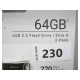 NEW PNY 64GB Elite-X USB 3.2 Flash Drive (2 Pack) NEW PNY 64GB Elite-X USB 3.2 Flash Drive (2 Pack)