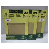 NEW 3 Packs of 3M 11 in. L x 9 in. W Fine Aluminum Oxide Sandpapers 100 Grit - 5 Sheets per Pack NEW 3 Packs of 3M 11 in. L x 9 in. W Fine Aluminum Oxide Sandpapers 100 Grit - 5 Sheets per Pack