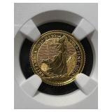 1/10TH OZ .9999 FINE GOLD BRITTANIA NGC MS70 FIRST RELEASE