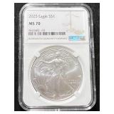 2025 AMERICAN SILVER EAGLE NGC MS70